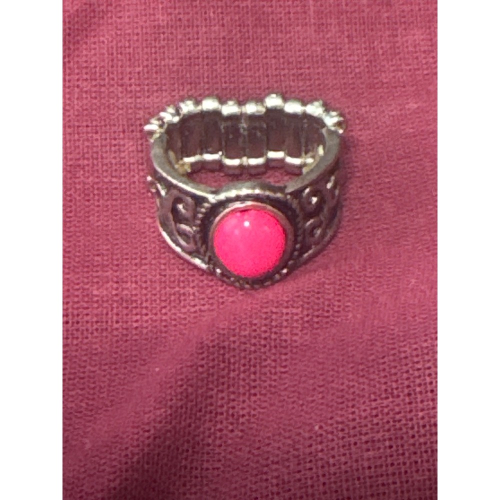 Unbranded pink stone silver toned paparazzi ring with caduceus design